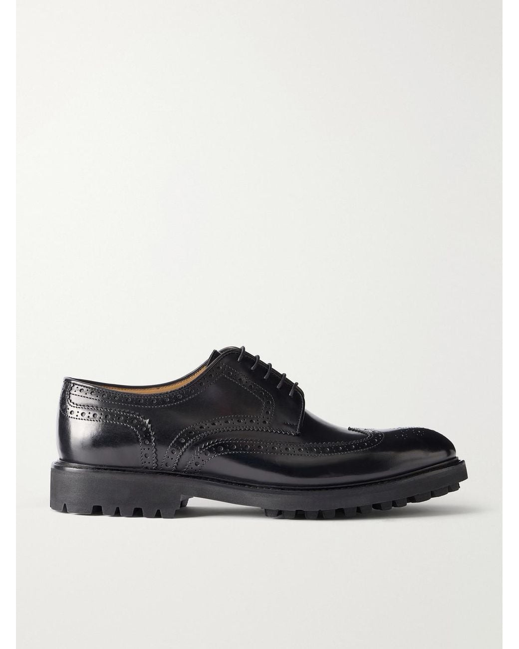 Mr P. Black Leather Brogues for men