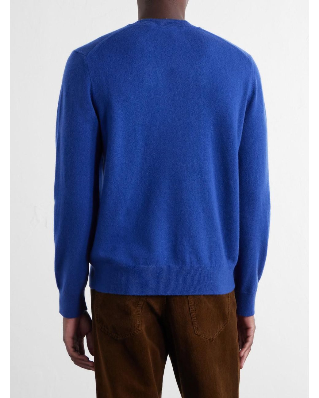 Burberry Blue Logo-Embroidered Cashmere-Blend Sweater for men