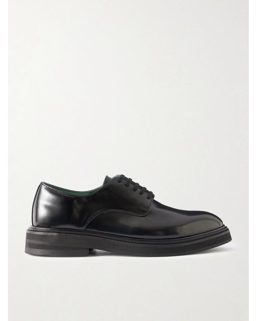 VINNY'S Black Officer Polished-leather Derby Shoes for men