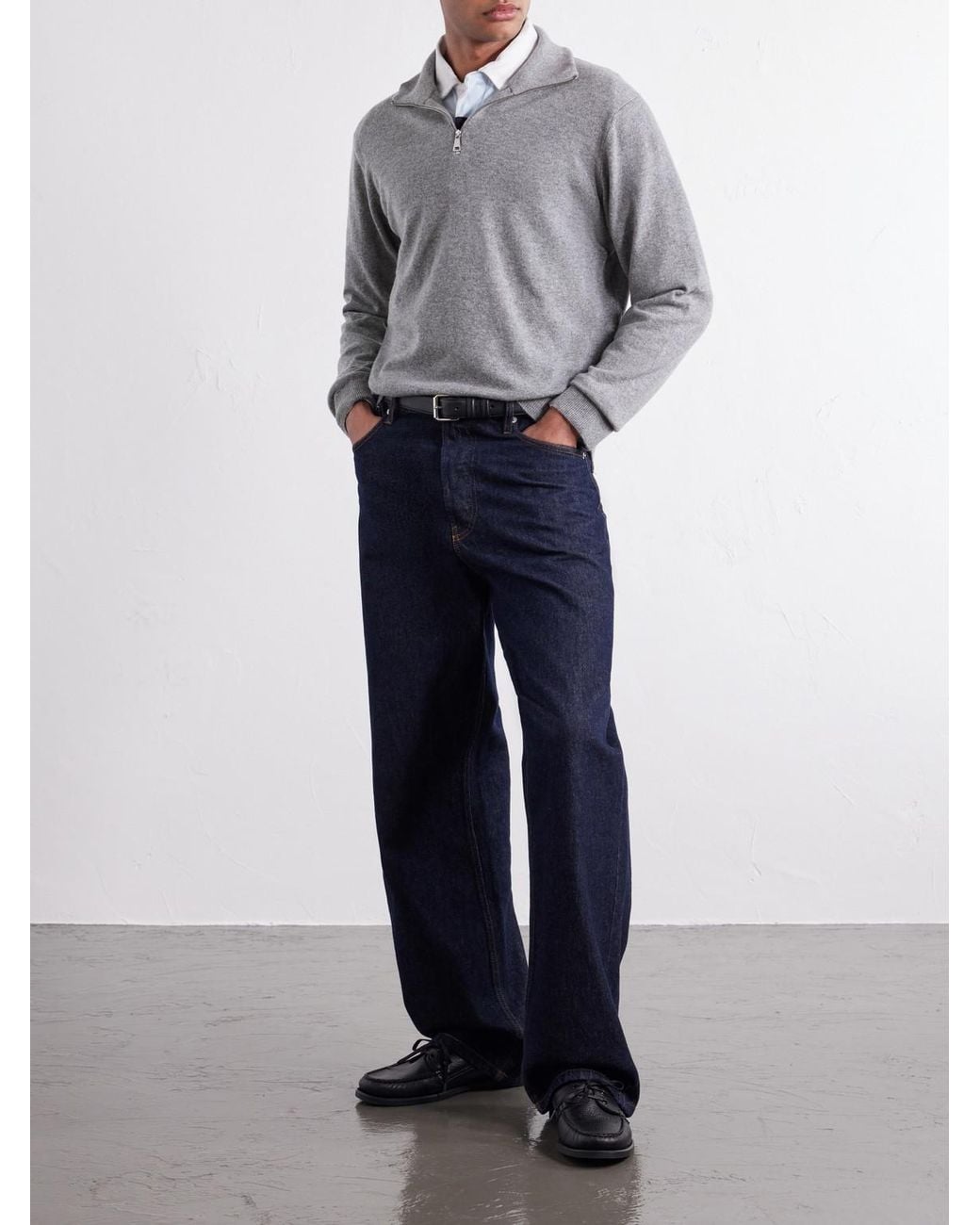 Begg x Co Gray Heriot Half-Zip Cashmere Sweater for men