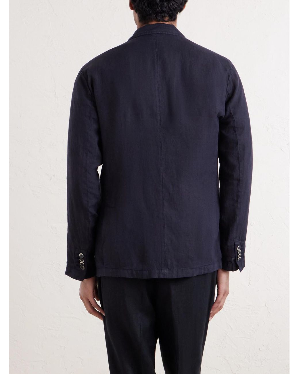 Altea Blue Aaron Garment-dyed Linen Blazer for men