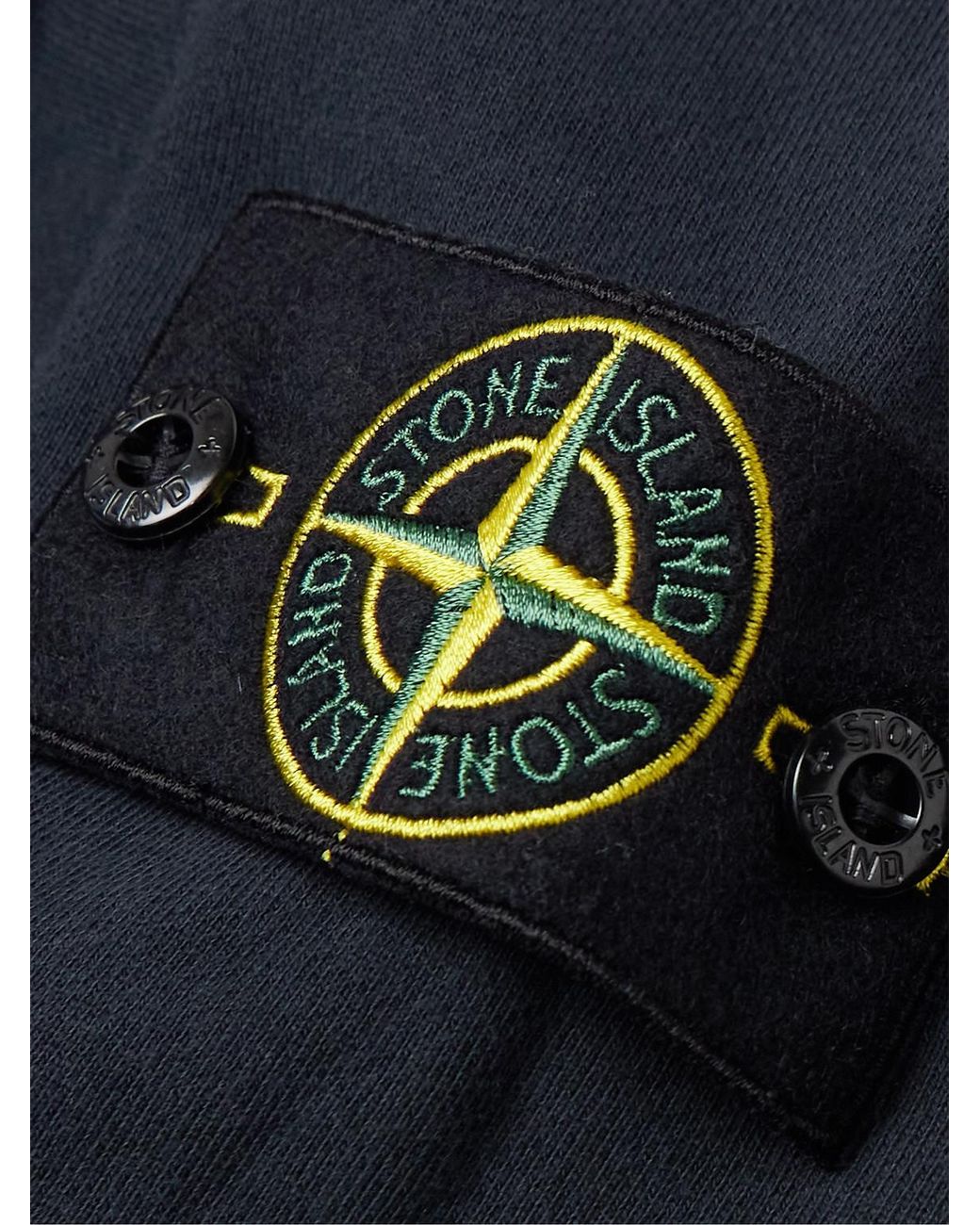 Stone Island Blue Logo-Appliquéd Garment-Dyed Cotton-Jersey Sweatshirt for men