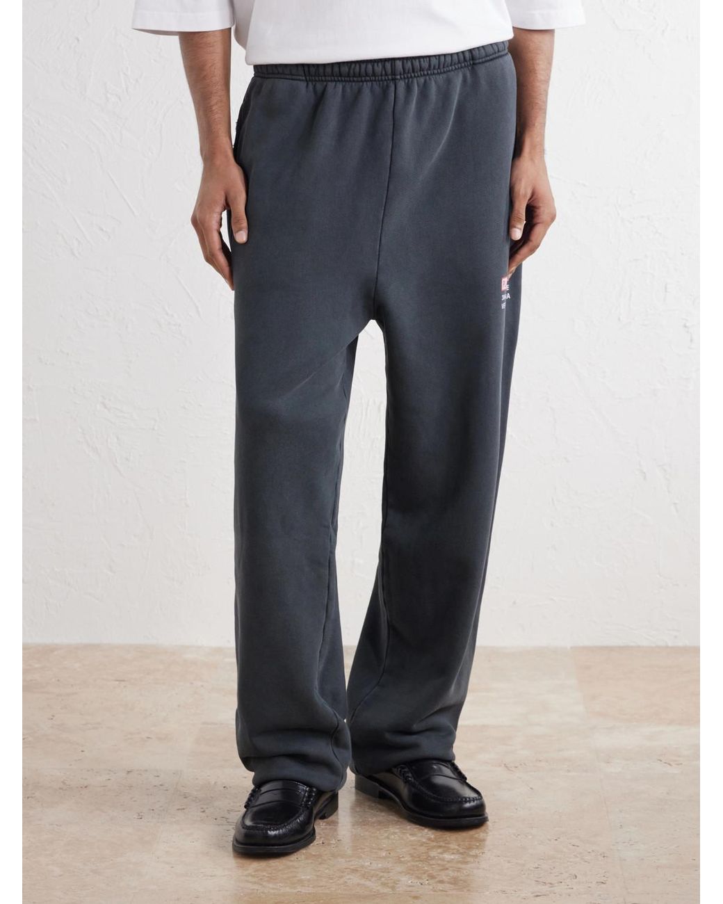 Willy Chavarria Gray Wide-Leg Printed Cotton-Jersey Sweatpants for men