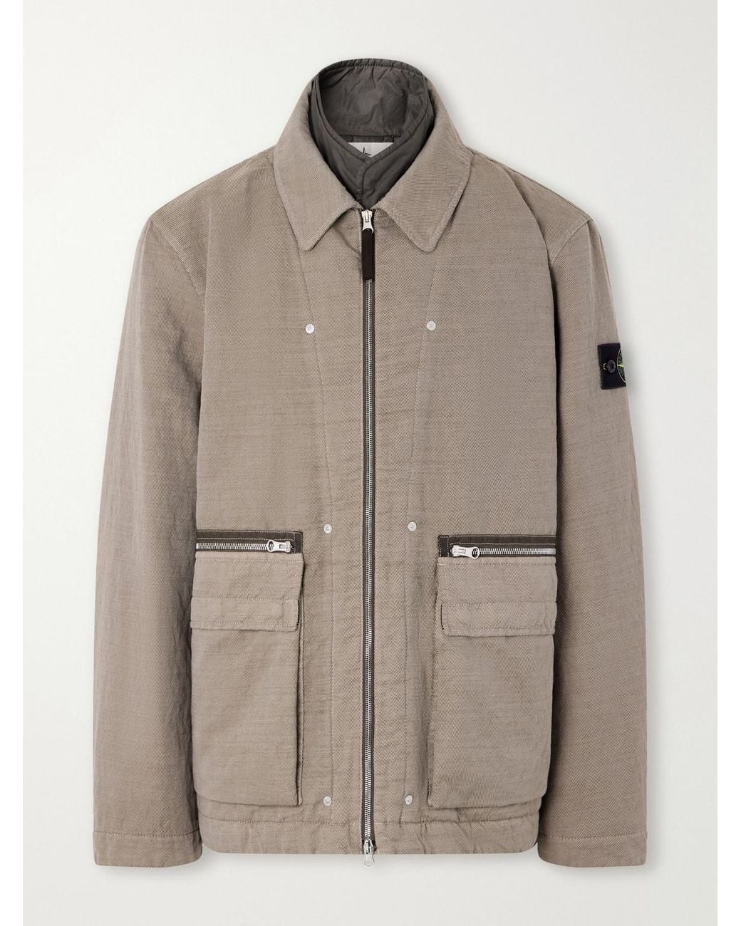 Stone Island Natural Garment-Dyed Cotton-Tc-Blend Padded Twill Jacket for men