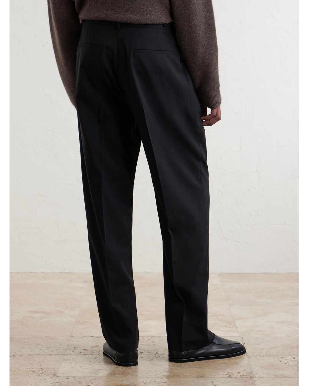 FRAME Black Tropical Straight-Leg Wool Trousers for men