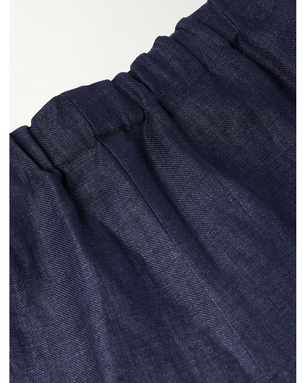 Piacenza 1733 Blue Straight-Leg Linen Trousers for men