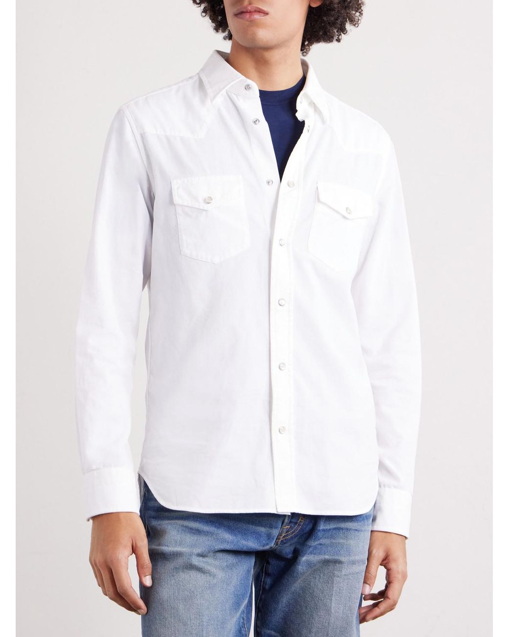 Tom Ford White Cotton-Corduroy Shirt for men