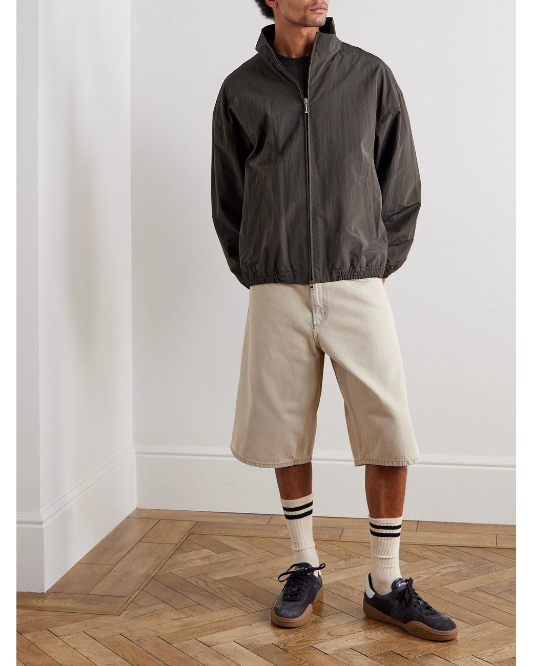 Agolde Gray Marshall Crinkled-Shell Bomber Jacket for men