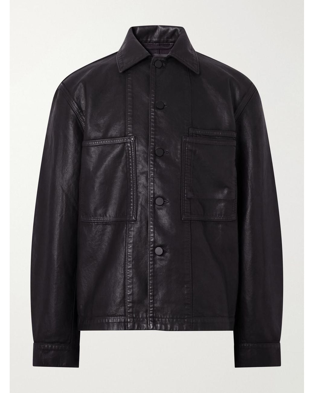 Lemaire Black Coated Cotton-twill Overshirt for men