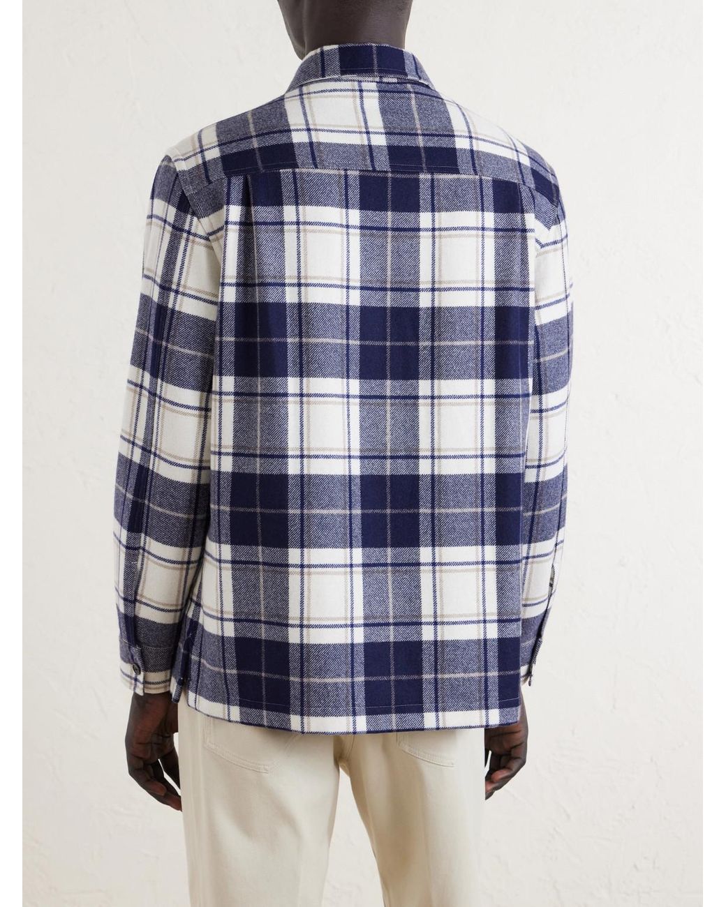 Dunhill Blue Checked Cashmere Overshirt for men