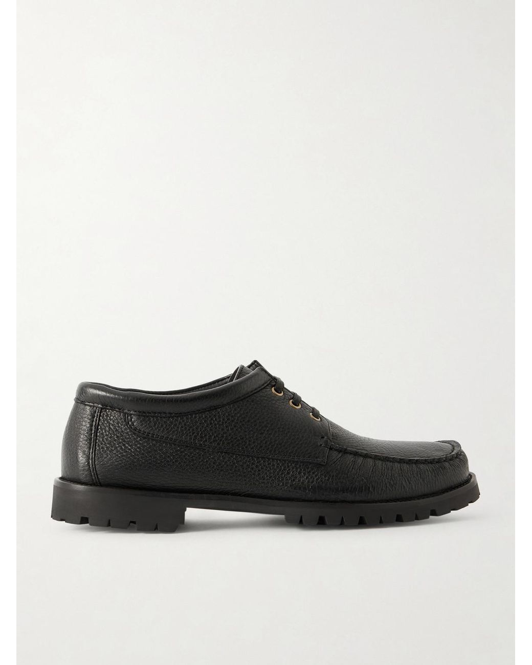 Morjas Black The Camp Moc Full-Grain Deerskin Boat Shoes for men