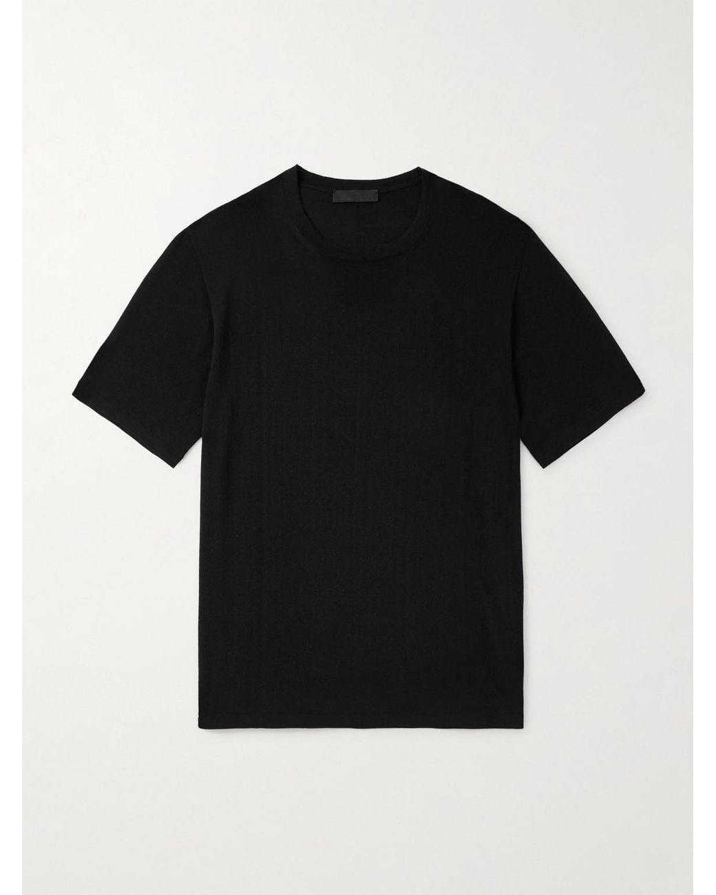 Saman Amel Black Slim-Fit Wool T-Shirt for men