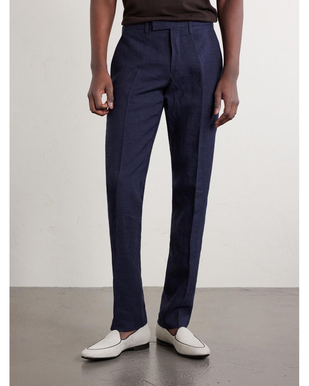Mr P. Blue Phillip Slim-Fit Linen Suit Trousers for men