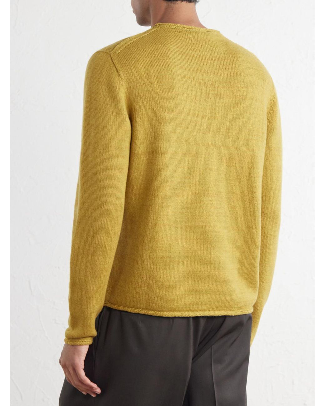 Inis Meáin Yellow Merino Wool And Linen-Blend Sweater for men