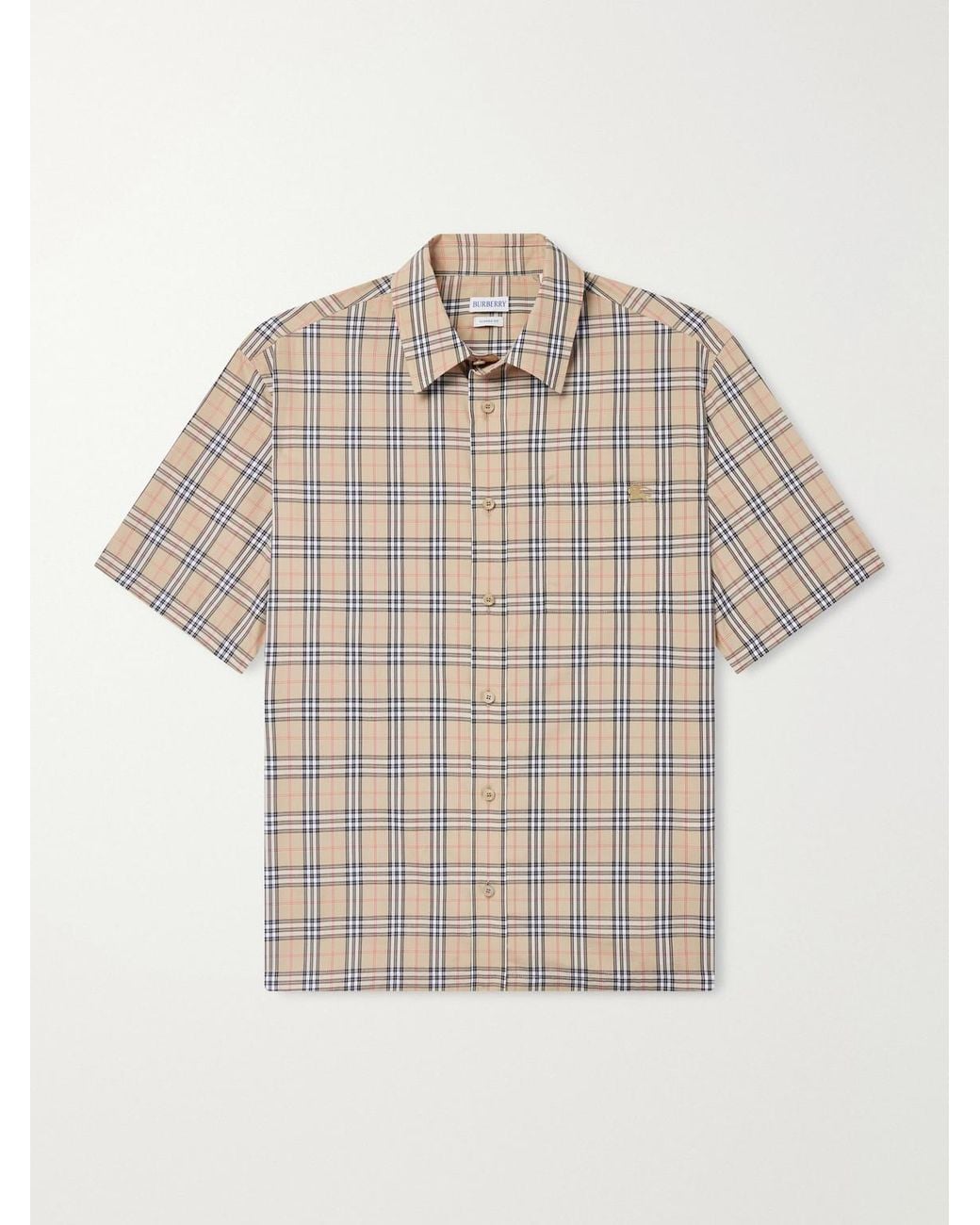 Burberry Natural Checked Cotton-Poplin Shirt for men