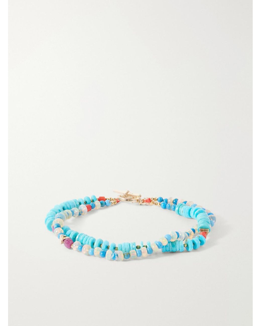 Peyote Bird Blue Alexandria 14-Karat Multi-Stone Beaded Bracelet for men