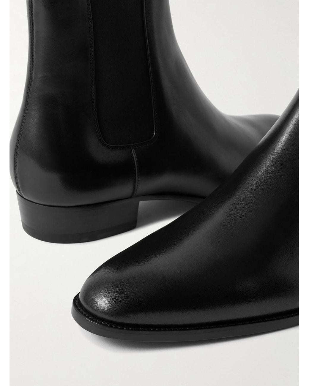 Saint Laurent Black Wyatt Leather Chelsea Boots for men