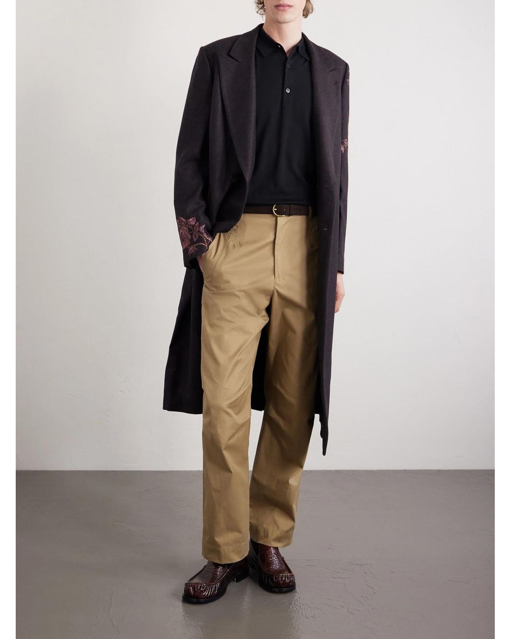 Dries Van Noten Black Merino Wool Polo Shirt for men