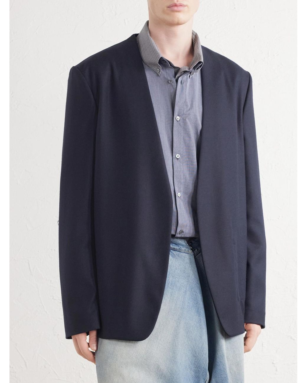 Maison Margiela Blue Minimal Virgin Wool Blazer for men