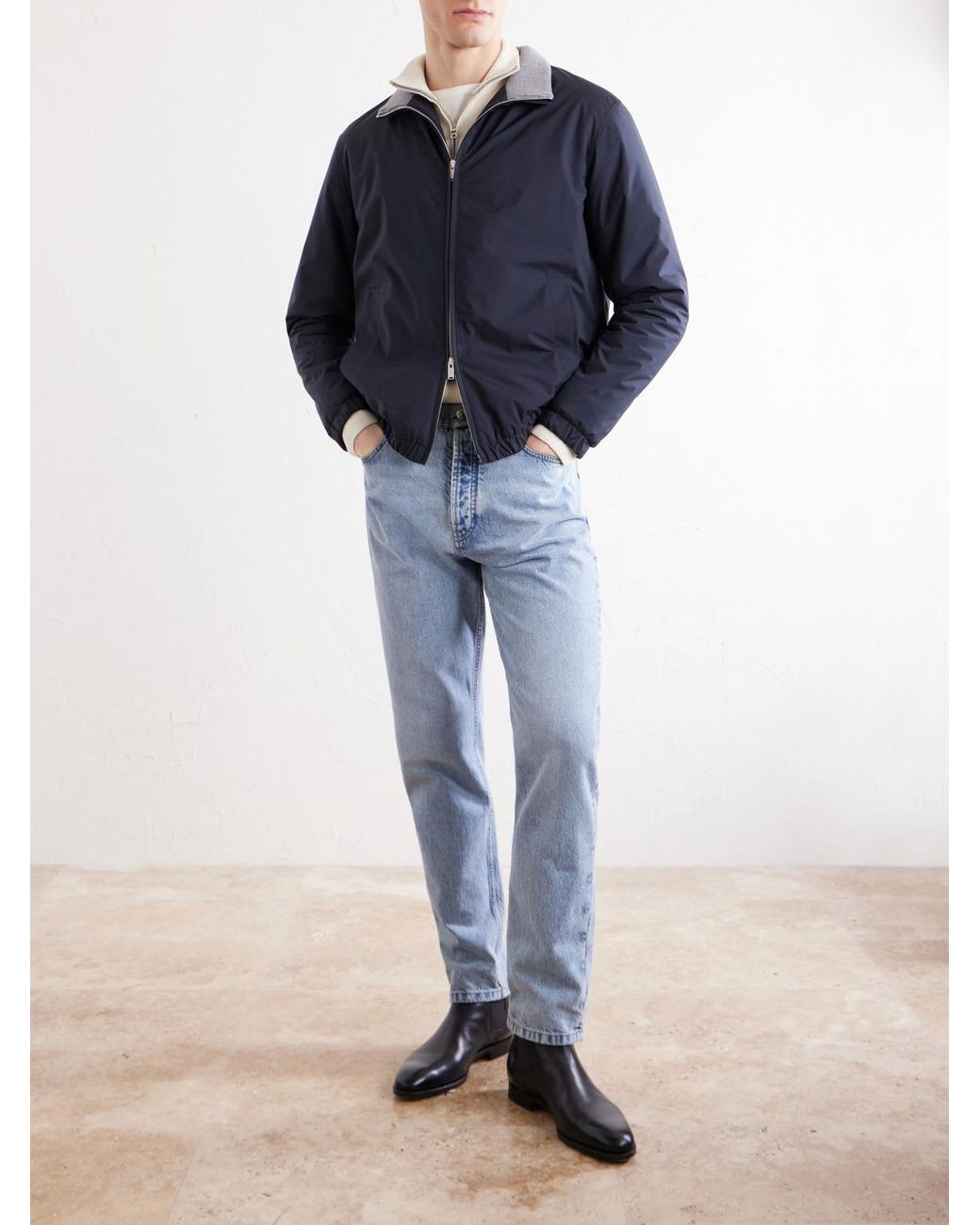 Lardini Blue Shell Bomber Jacket for men