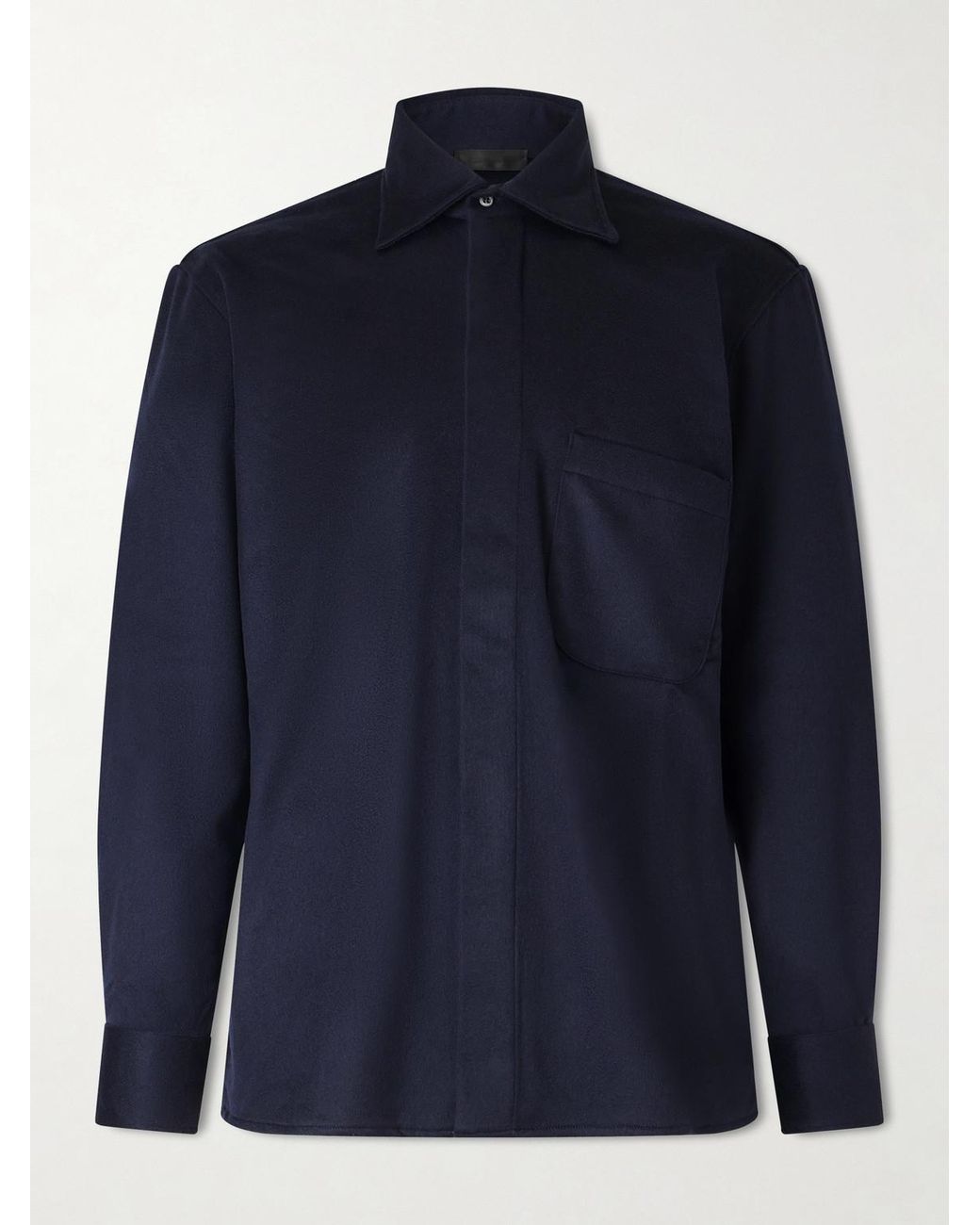 Saman Amel Blue Cashmere Shirt Jacket for men