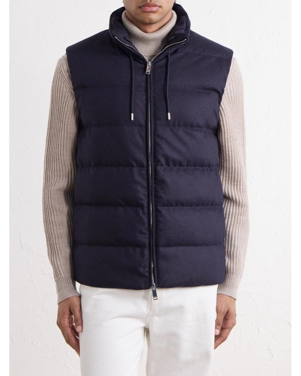 Slowear Blue Montedoro Quilted Wool-blend Down Gilet for men