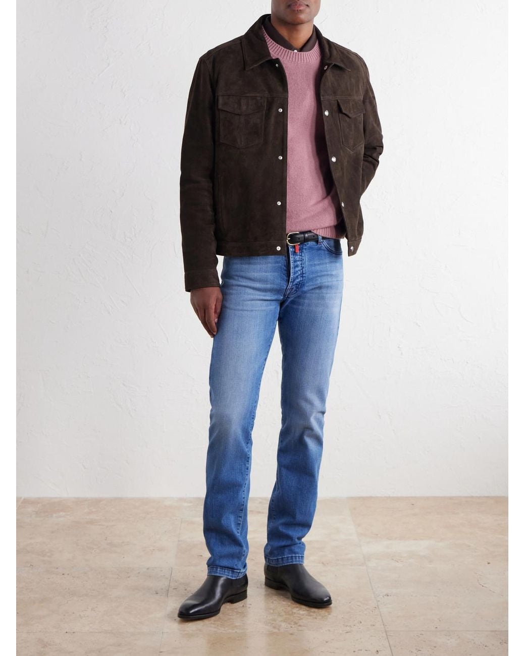 Kiton Blue Straight-Leg Jeans for men