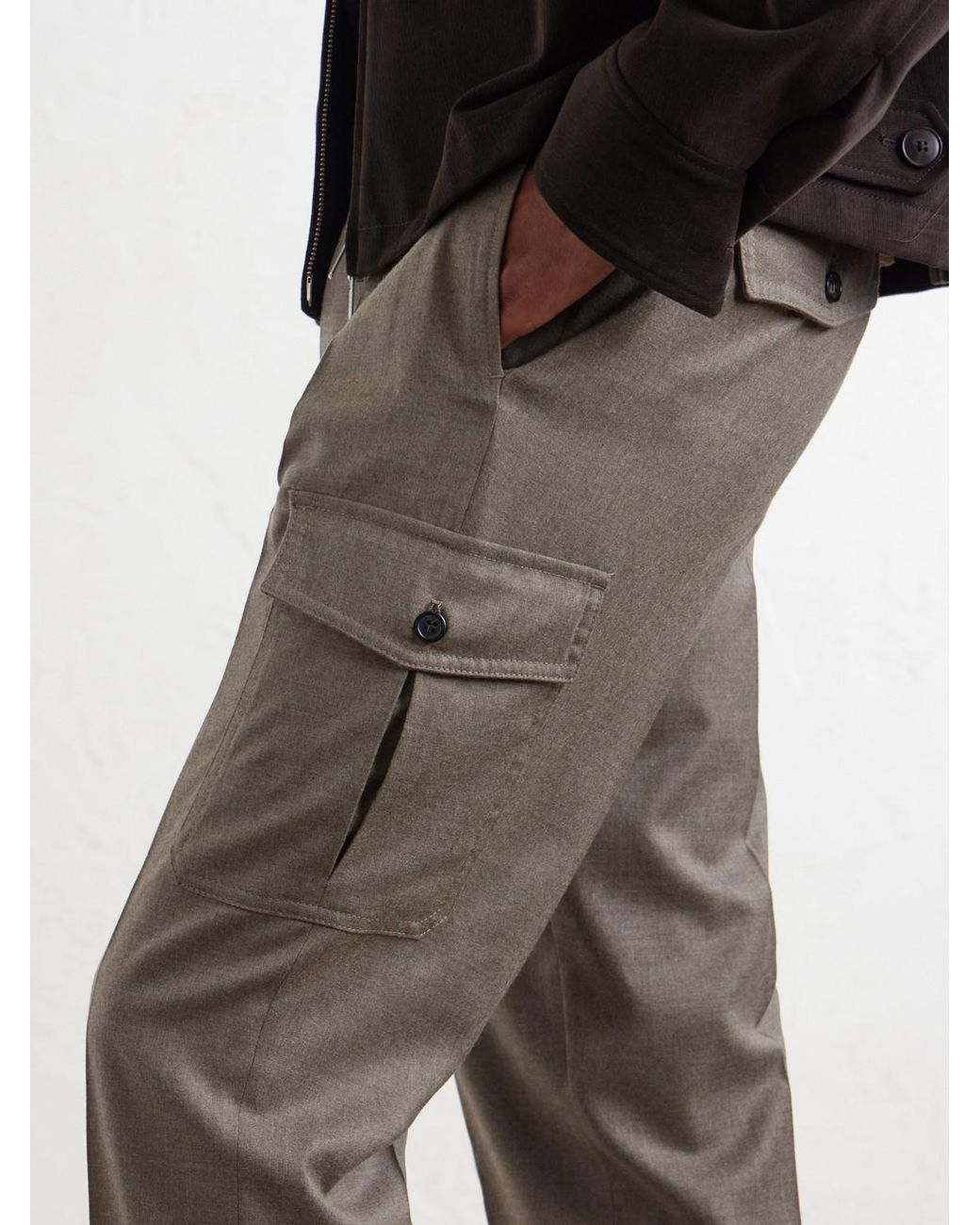 Slowear Gray Incotex Tapered Wool-Blend Flannel Trousers for men