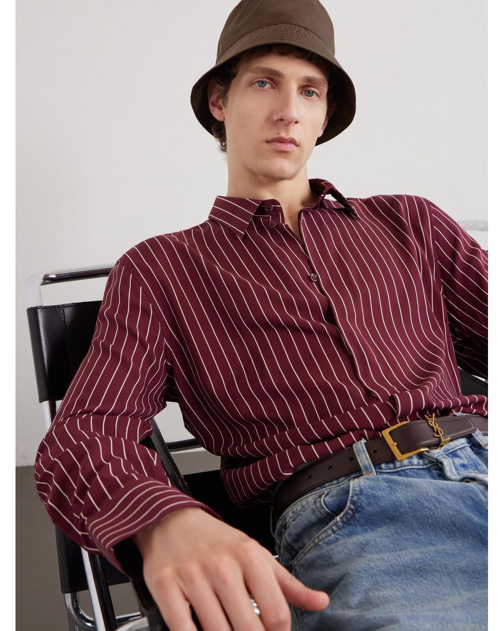 Saint Laurent Brown Recycled Shell Bucket Hat for men
