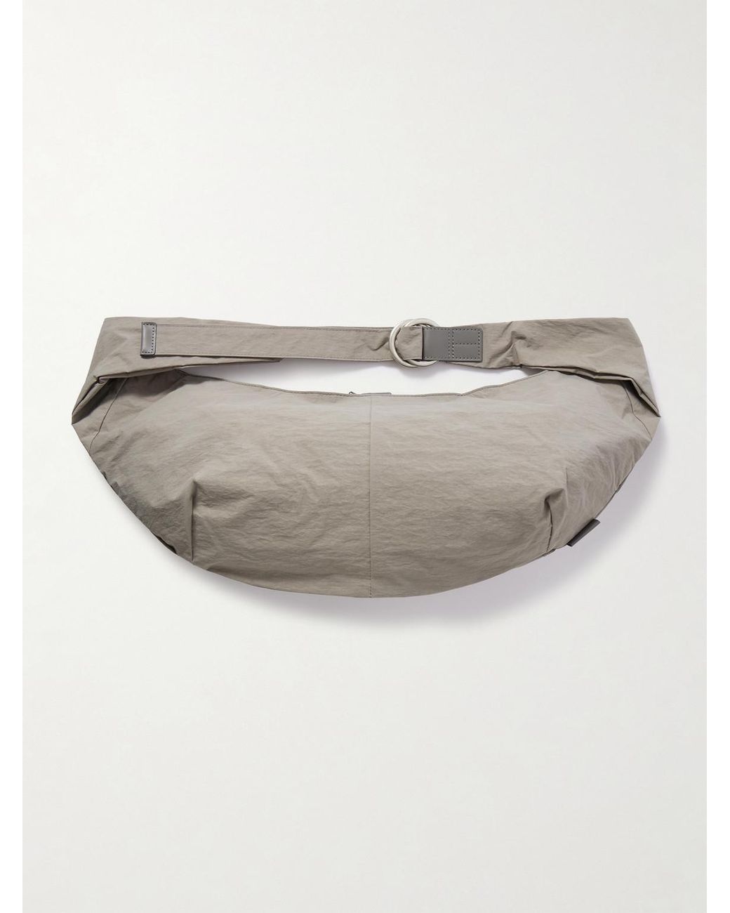 Master Piece Gray Sash Large Leather-Trimmed Coated-Nylon Sling Bag for men