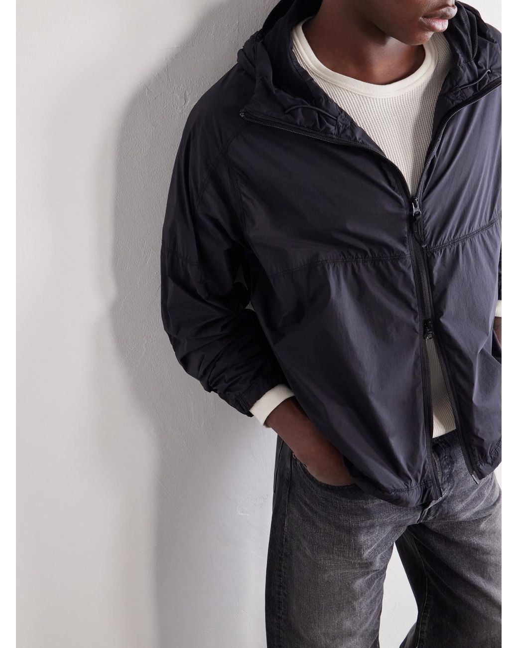 Stone Island Blue Hooded Ultralight Nylon Stretch-Tc Jacket for men