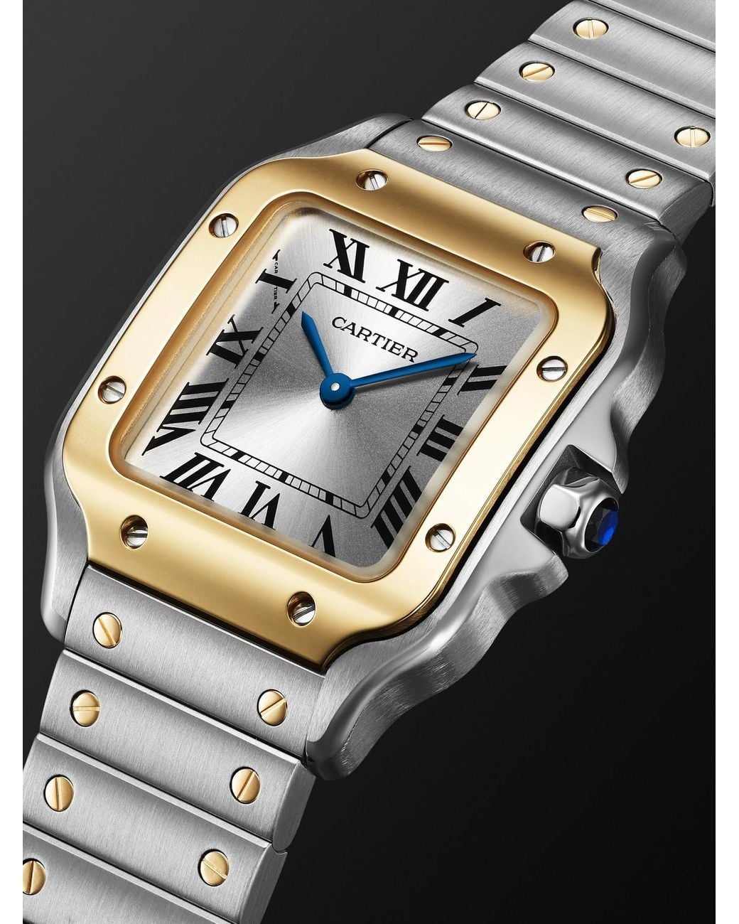 Cartier Black Santos De Small Interchangeable Stainless Steel And 18-Karat Watch, Ref. W2Sa0033 for men