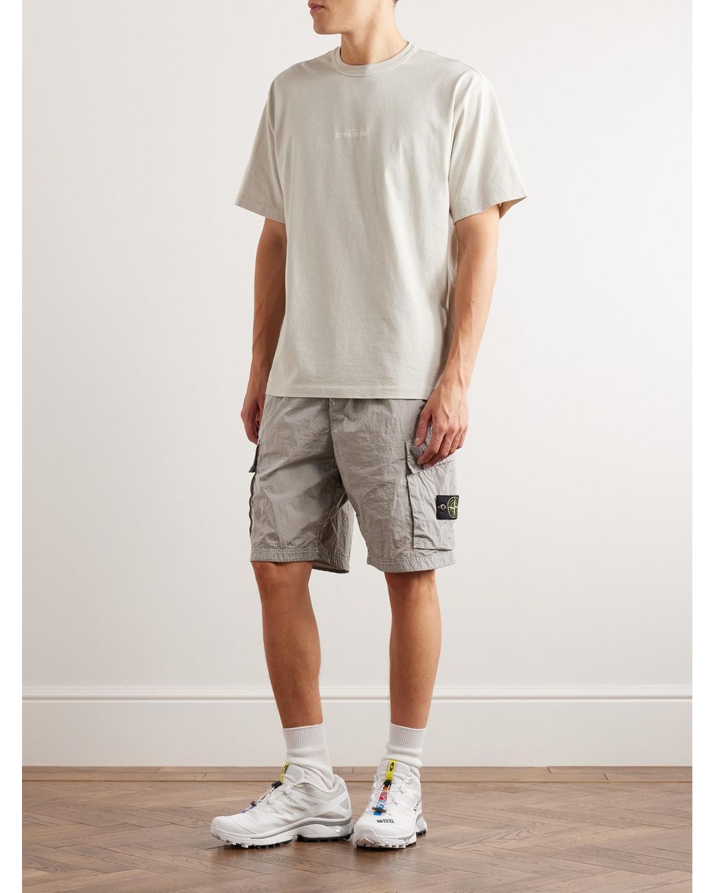 Mens grey deals stone island shorts