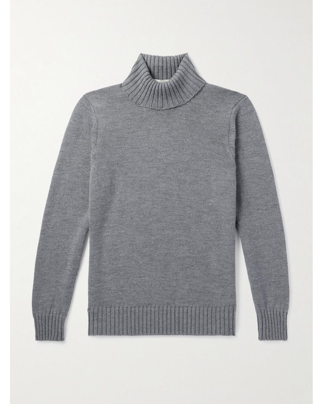 Piacenza 1733 Gray Slim-Fit Wool Rollneck Sweater for men