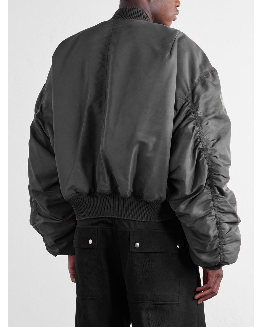 Rick Owens Gray Cropped Appliquéd Shell Bomber Jacket for men