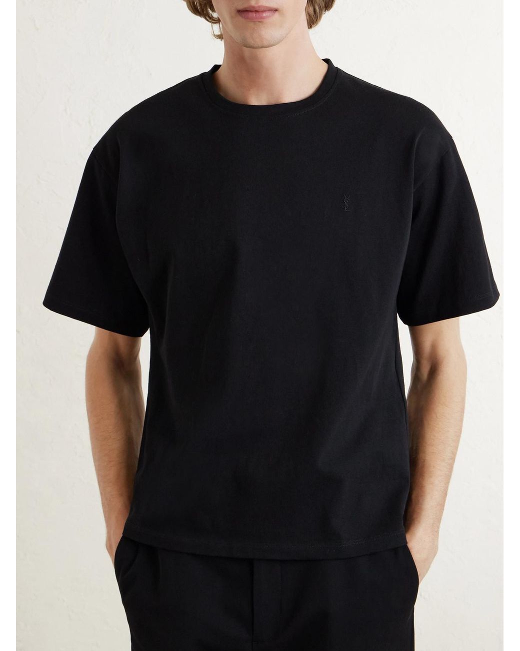 Saint Laurent T-Shirt aus Baumwoll-Jersey in Black für Herren