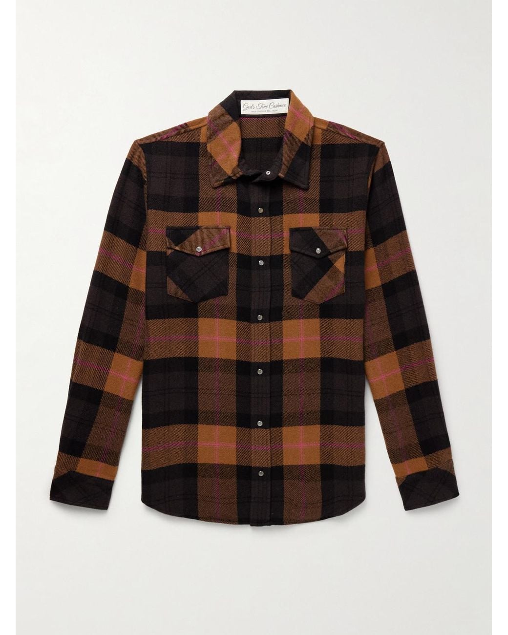 God's True Cashmere Black Checked Cashmere Shirt for men