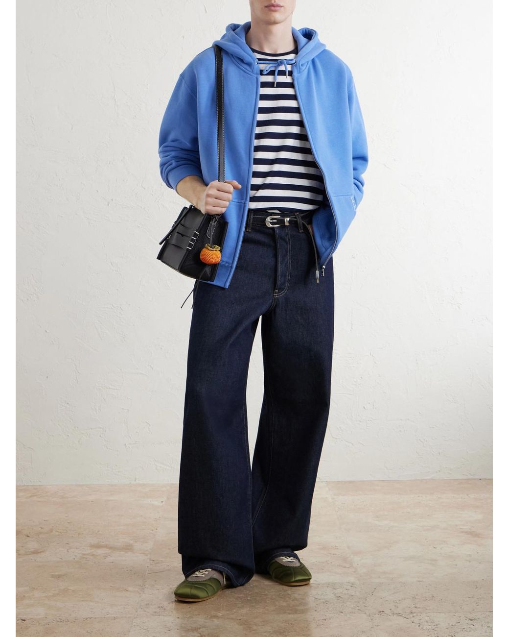 J.W. Anderson Blue Cotton-Jersey Zip-Up Hoodie for men