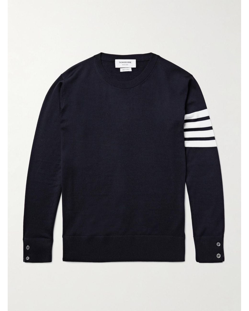 Thom Browne Blue Striped Merino Wool Sweater for men