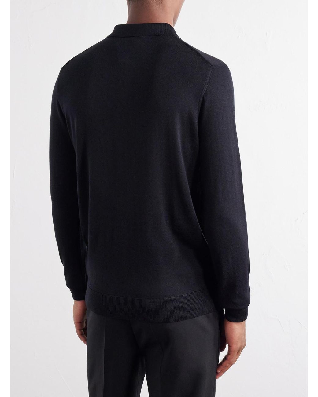 Piacenza 1733 Blue Wool And Silk-Blend Polo Sweater for men