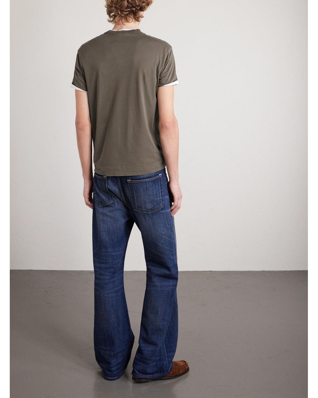 Tom Ford Gray Cotton And Silk-Blend T-Shirt for men