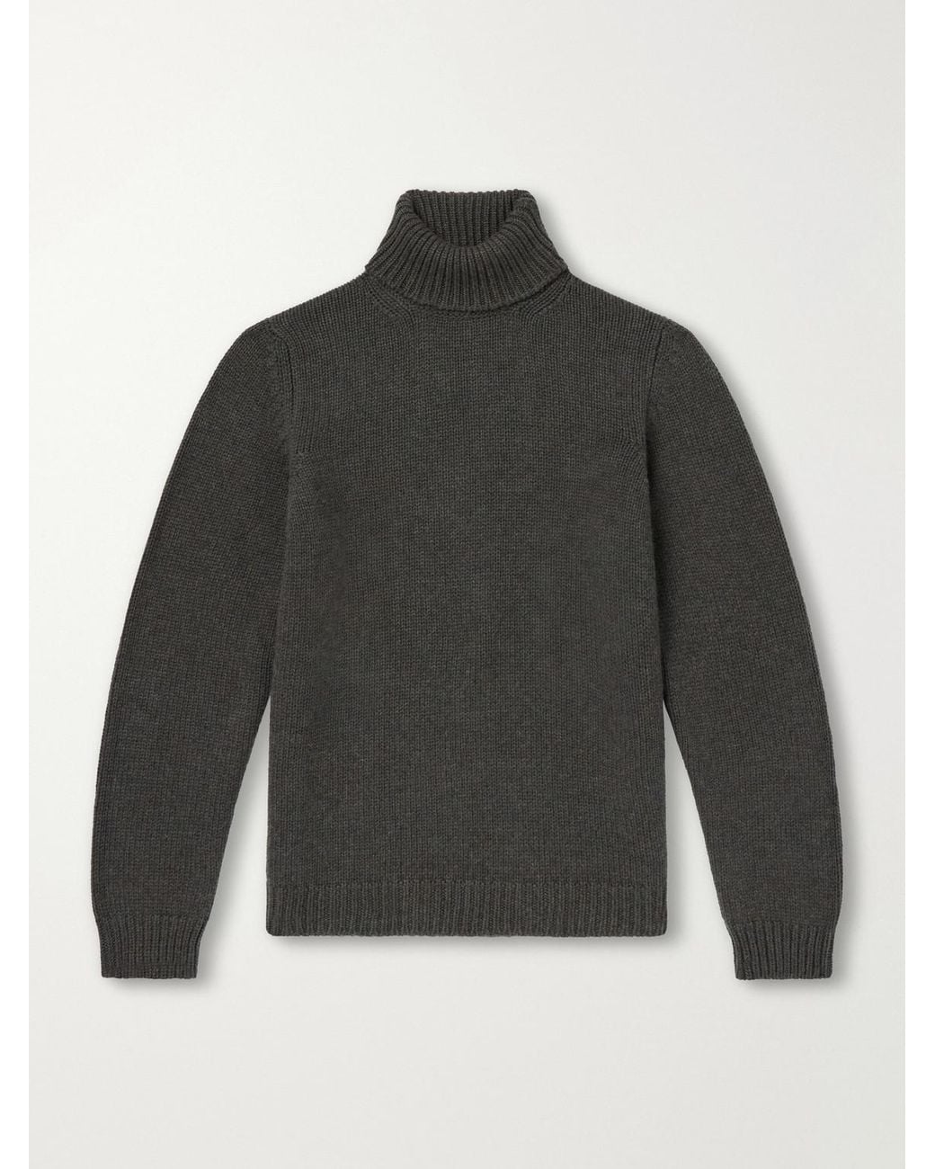 Anderson & Sheppard Gray Cashmere Rollneck Sweater for men