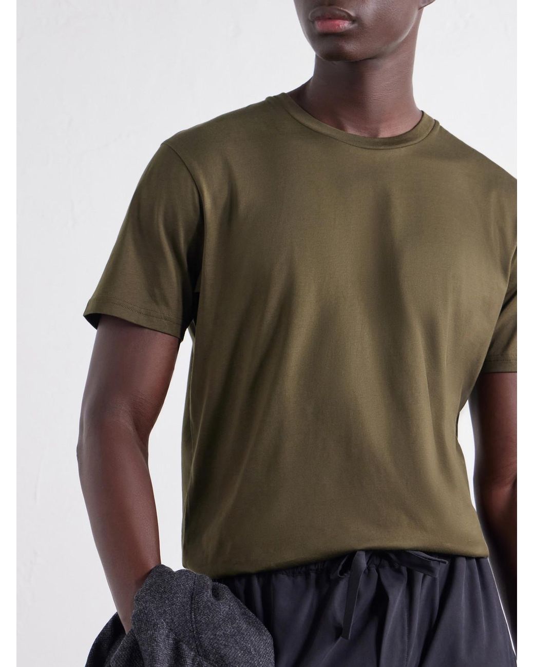 Sunspel Green Riviera Cotton-Jersey T-Shirt for men