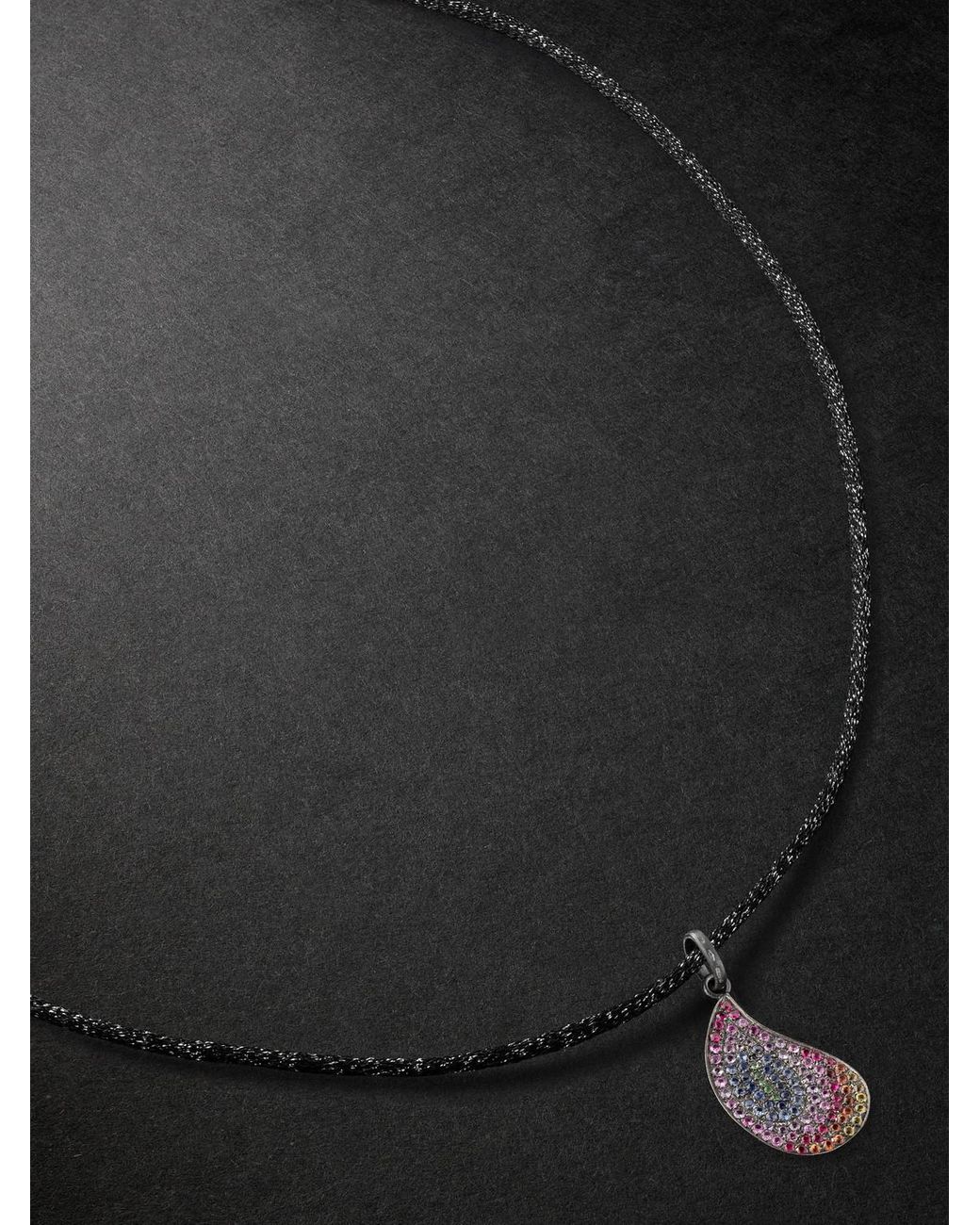 Carolina Bucci Superstellar Blackened Gold, Multi-stone And Lurex Pendant Necklace for men