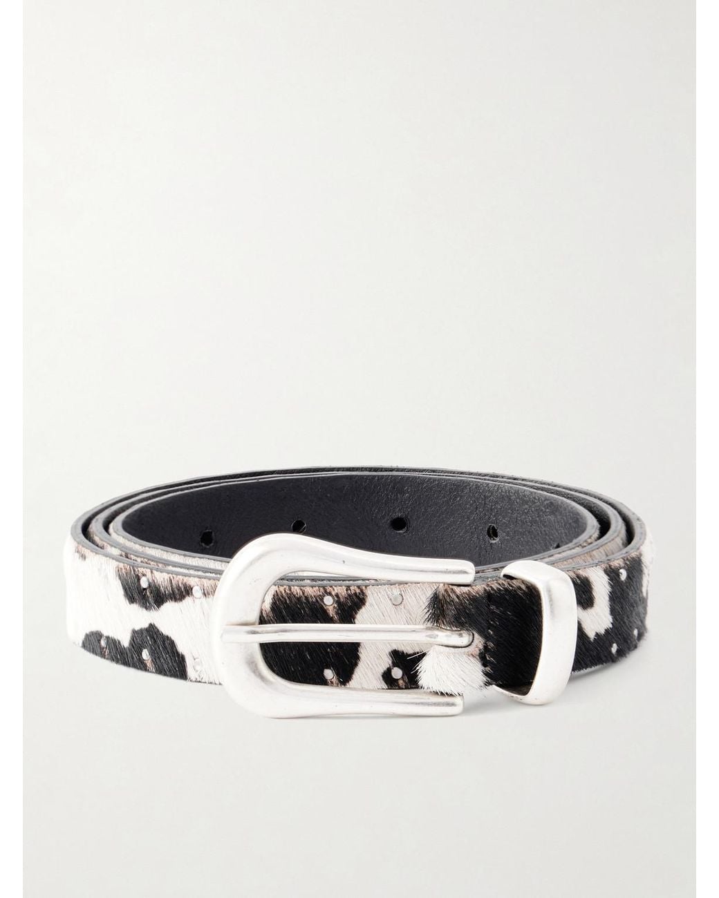Second Layer Black The Doc 2Cm Studded Calf Hair Belt for men