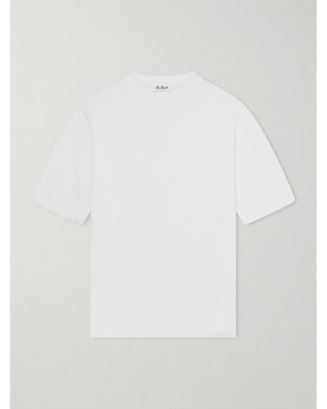 De Petrillo White Knitted Cotton T-Shirt for men