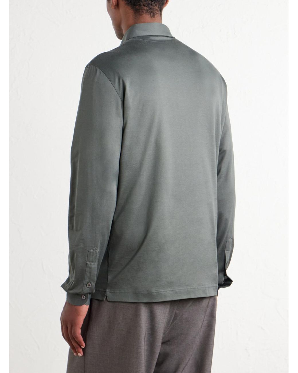 Thom Sweeney Gray Cotton-Jersey Polo Shirt for men