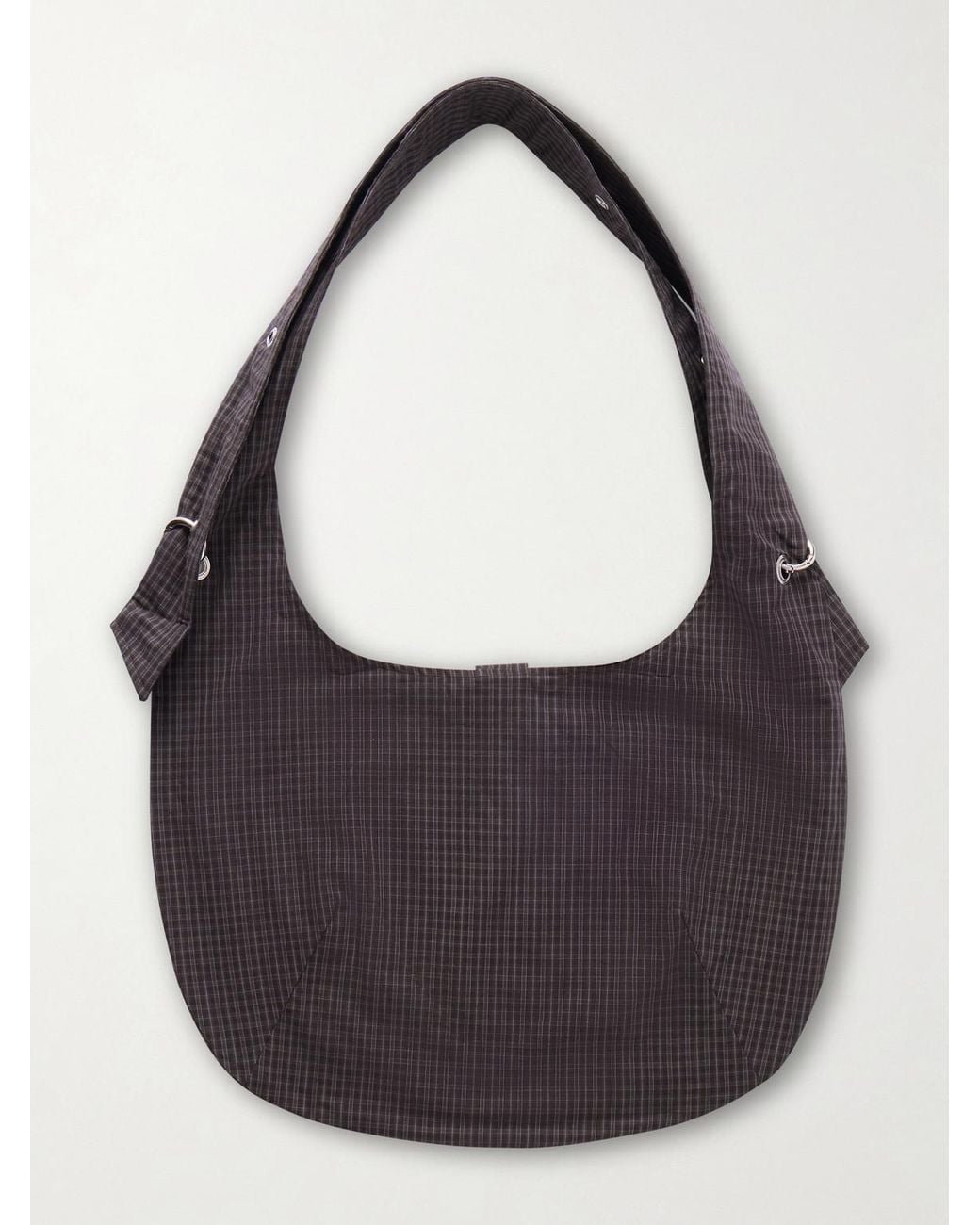 mfpen Black Eyelet Checked Cotton And Linen-Blend Canvas Shoulder Bag for men