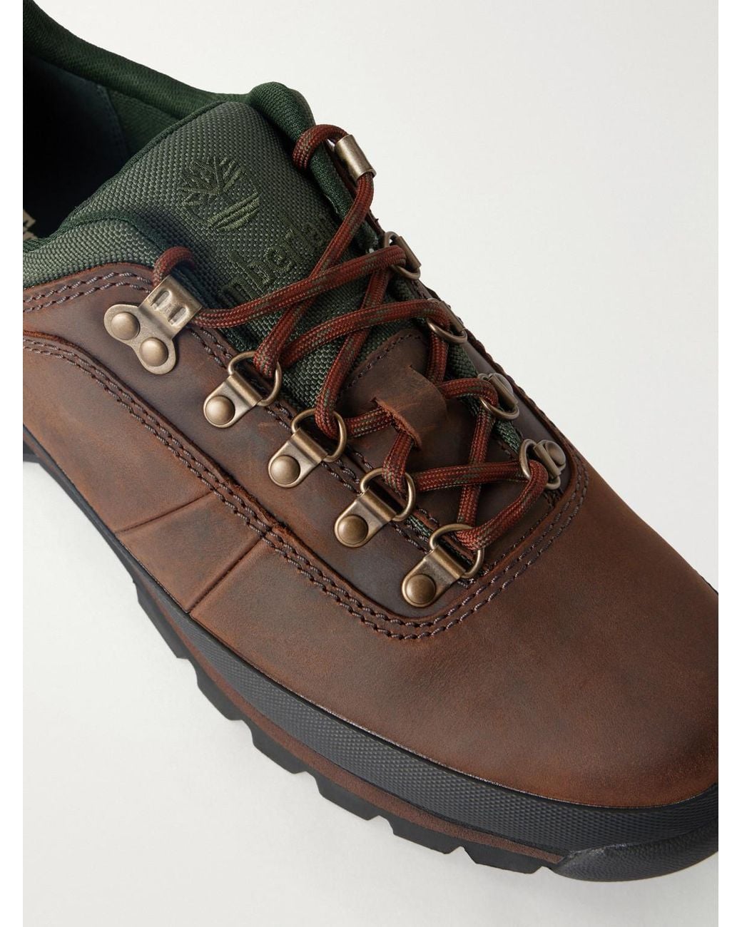 Timberland Brown Euro Hiker Canvas-Trimmed Leather Hiking Boots for men