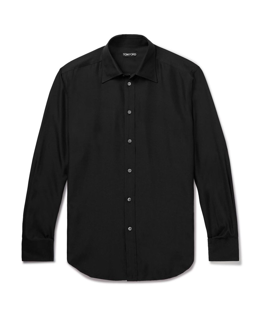 Tom Ford Cutaway-collar Silk-blend Shirt in Black for Men | Lyst